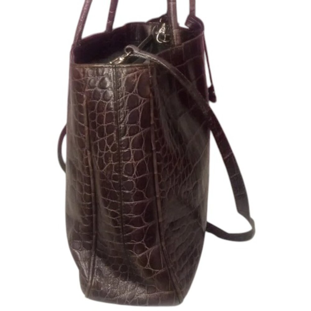 Furla | Brown Leather Croc Embossed | Crossbody & Top Handles | EUC - Picture 6 of 14